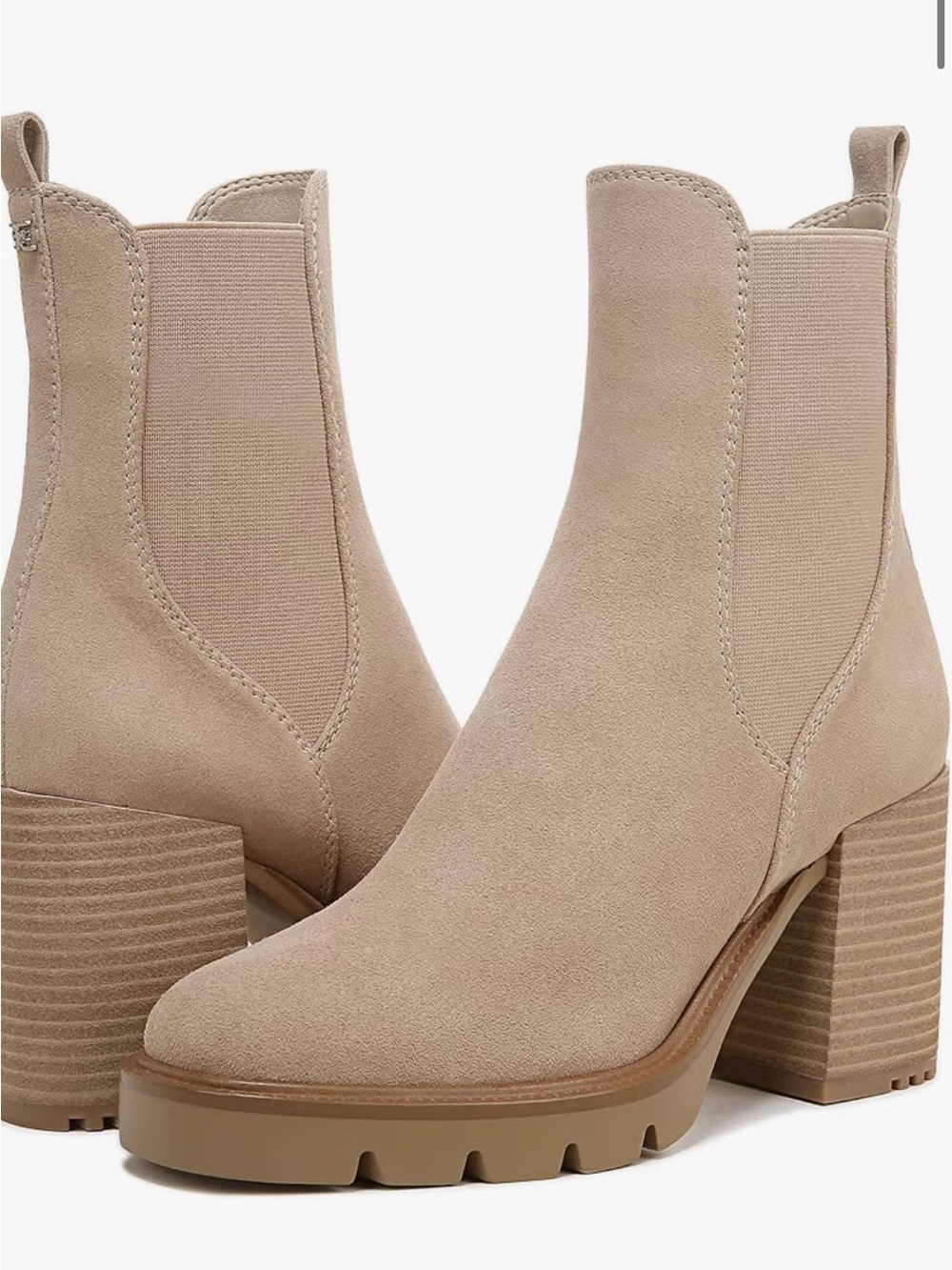 Sam Edelman Beige Suede Rollins Platform Booties